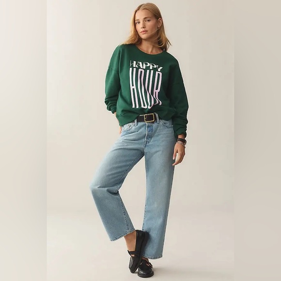 Anthropologie Maeve x Jordan Nickson Green Happy Hour Sweatshirt Size XL - Picture 9 of 10